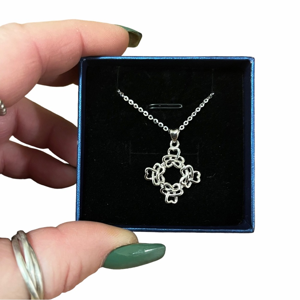 Sterling Silver Trinity Celtic Knot Charm Necklace